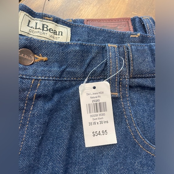 🤍❗️NWT L.L.Bean Men’s Dark Wash Jeans 35WX30 - Picture 2 of 3